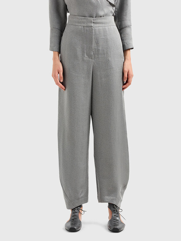 Trousers with wide legs in grey colour - 1