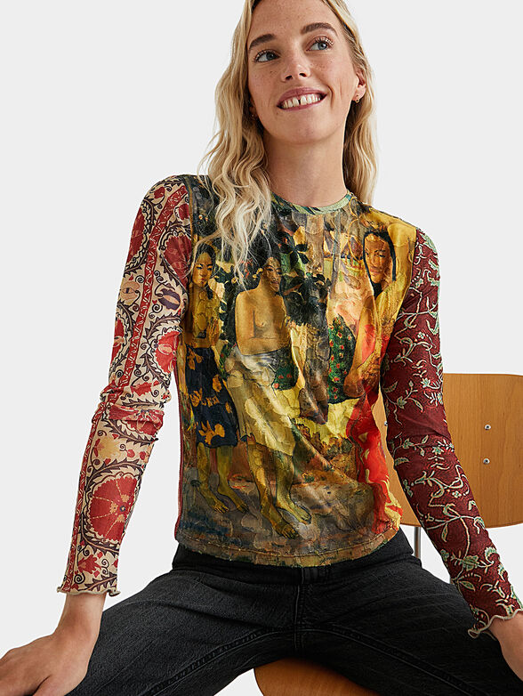 Blouse with long sleeve and art print - 3
