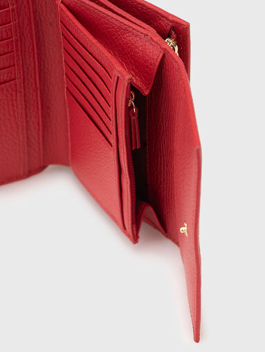 Leather wallet in beige - 5