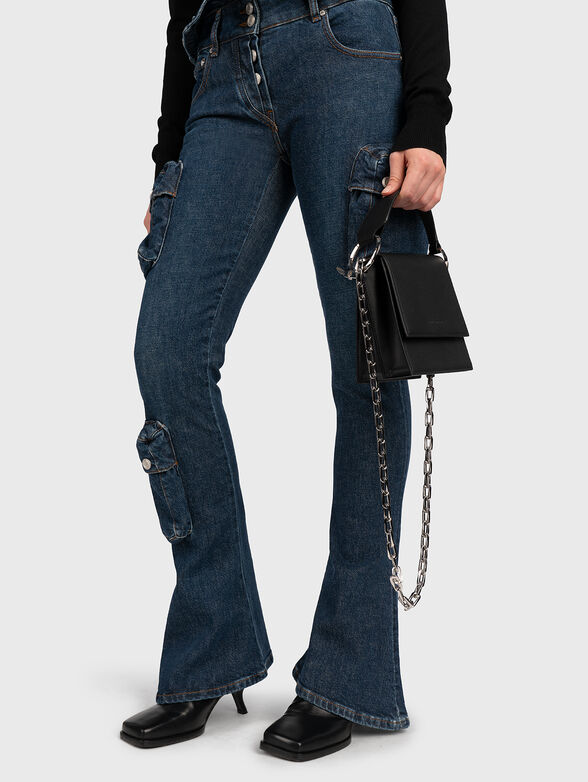 Blue five pocket cargo jeans - 5