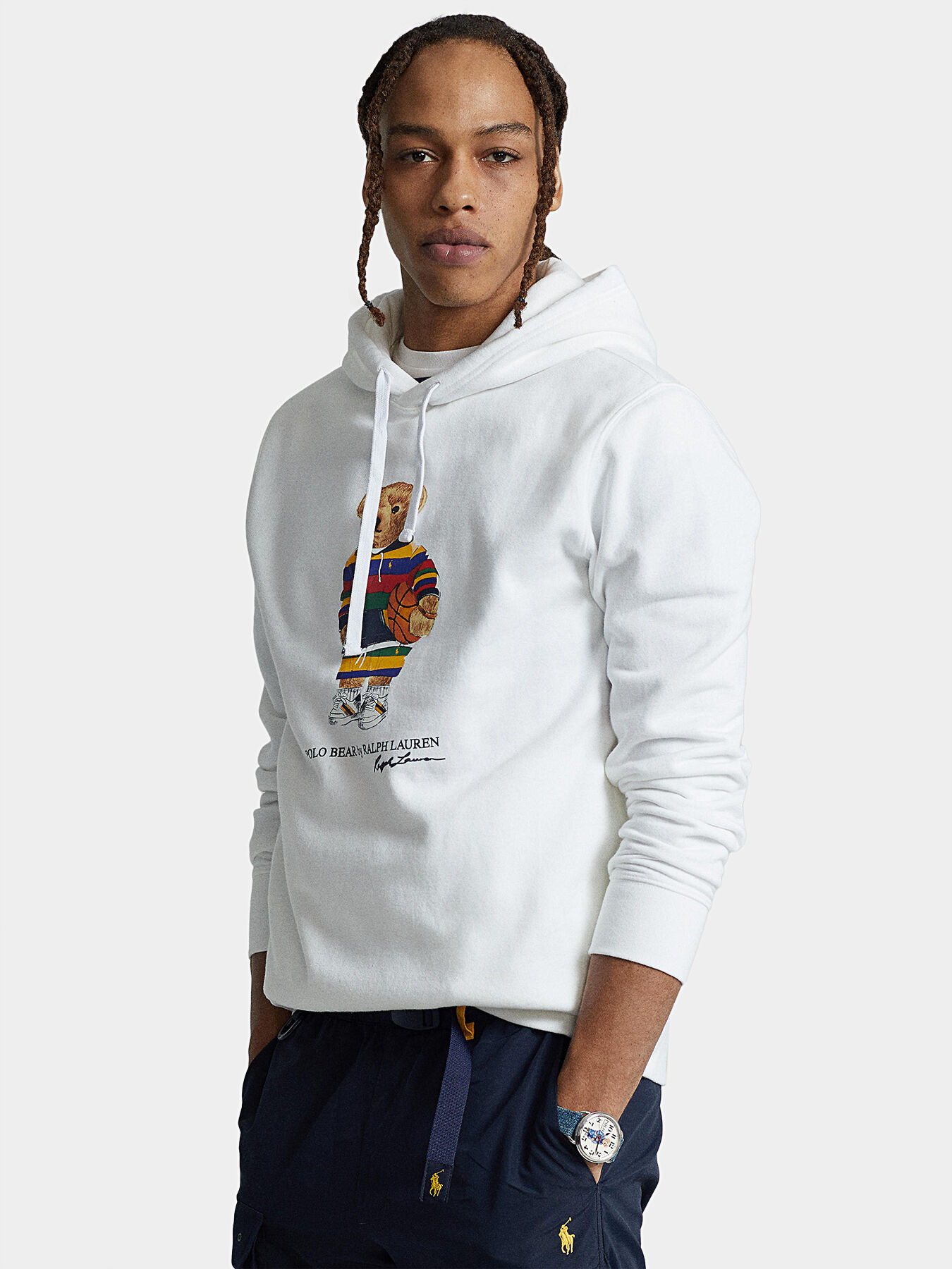 Ralph lauren bear white best sale hoodie