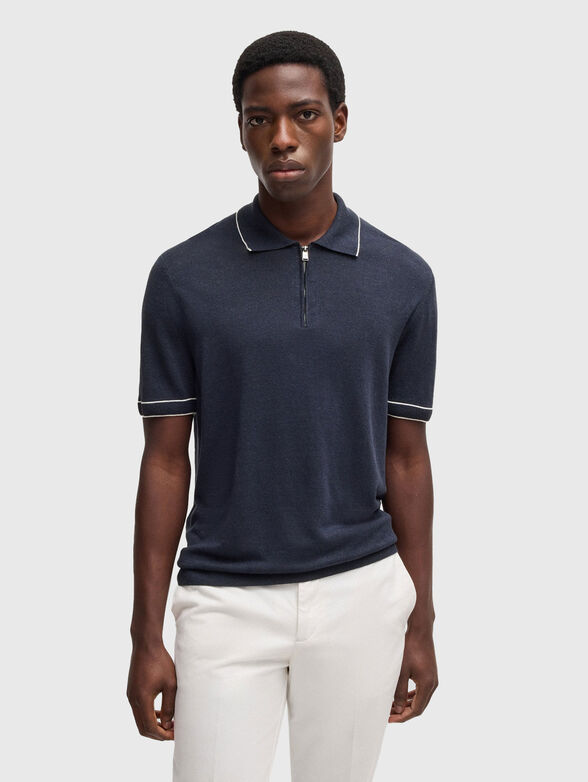 Linen logo polo shirt - 1