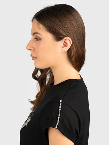 Cotton T-shirt with rhinestones - 5