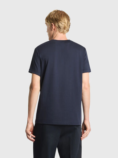 Dark blue cotton T-shirt with logo detail - 3