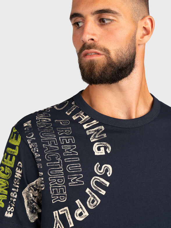 WORD RENOWNED dark blue print T-shirt  - 4