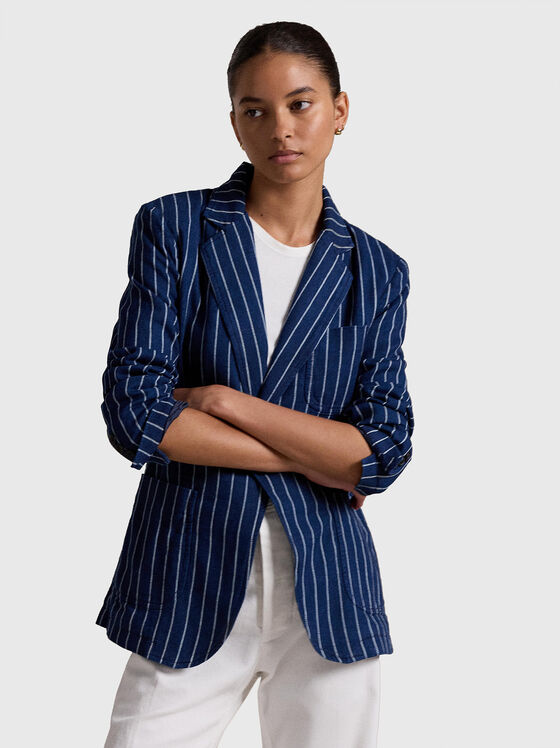 Blue striped cotton jacket - 1