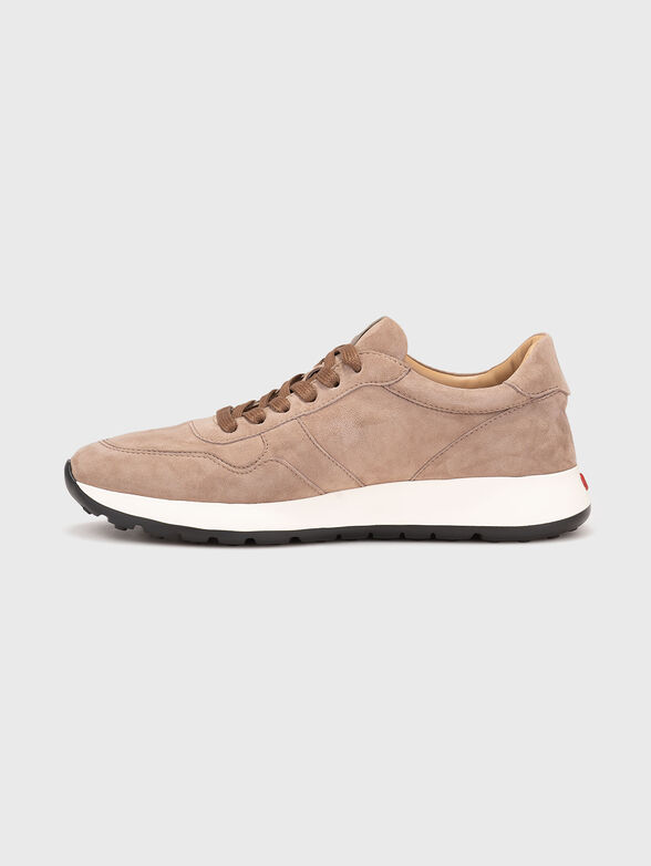 Suede sneakers in beige color - 4