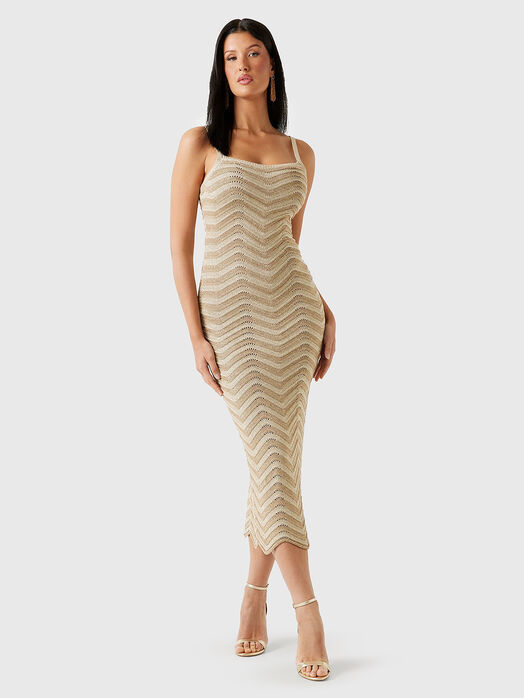CHEVRON midi dress with glitter effect