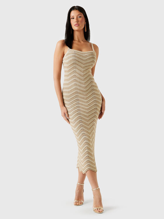 CHEVRON midi dress with glitter effect - 1