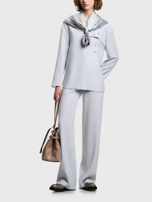 Asymmetrical blouse with oval neckline - 2