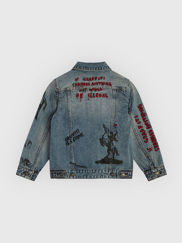 Oversized denim jacket with print - 2