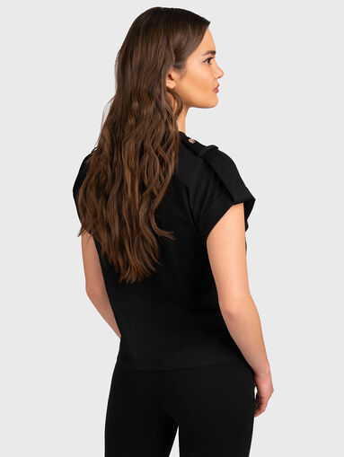 Black cotton T-shirt with logo accent - 3