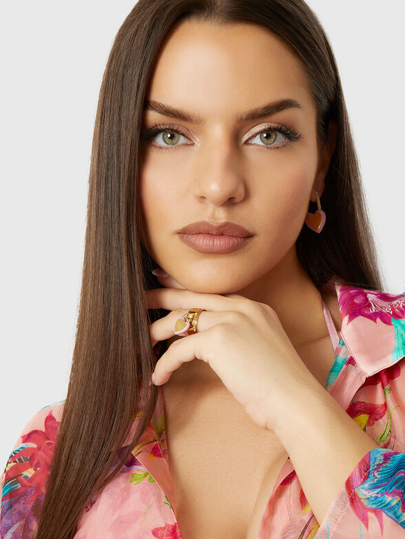 HEART LOCK ring with blue accent - 2