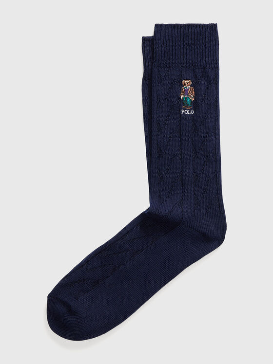 Тъмносини чорапи с Polo Bear бродерия - 1
