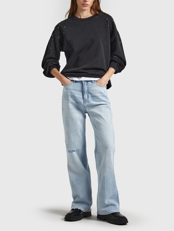 CAROLINE black sweatshirt with eyelets - 2