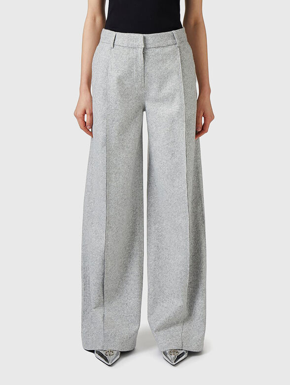 Wide leg wool blend trousers - 1