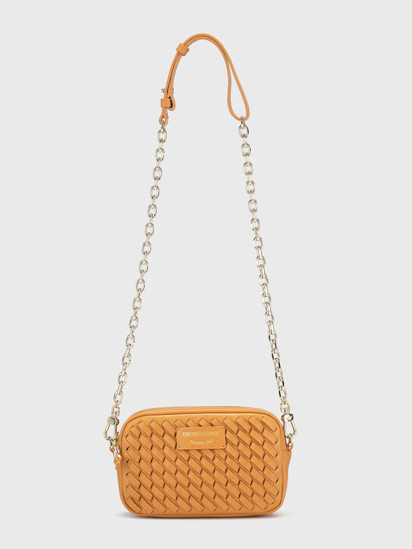 Leather crossbody bag with knitted effect - 2