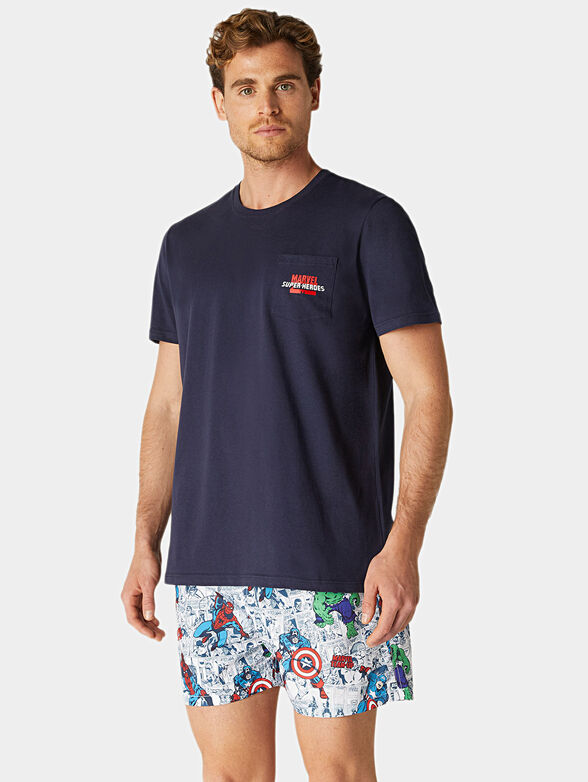 Navy Т-shirt with print  - 2
