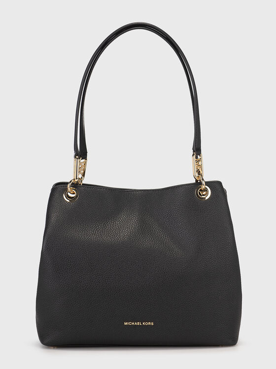 Logo-detail leather bag in black  - 1