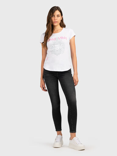 White T-shirt with accent prints  - 2