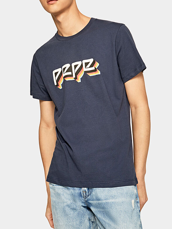 THEO T-shirt with logo print in blue - 1