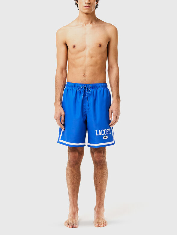 Blue beach shorts with contrast logo - 3