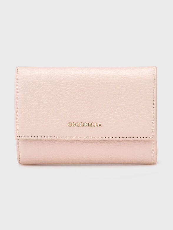 Leather wallet in beige - 1