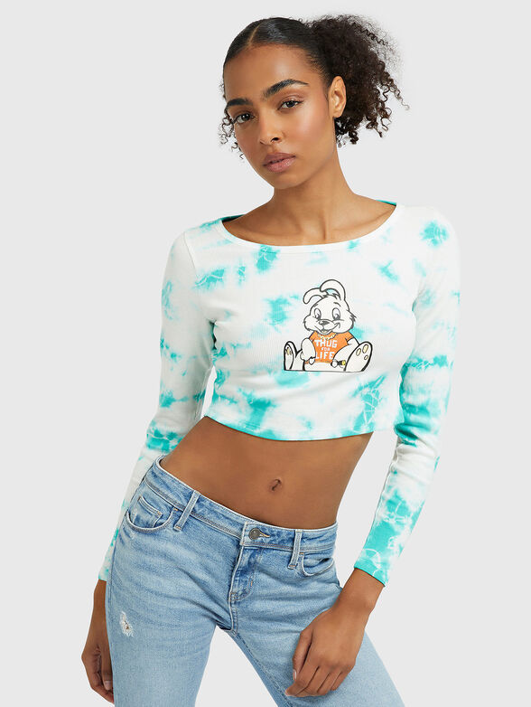 Blue blouse with print - 1