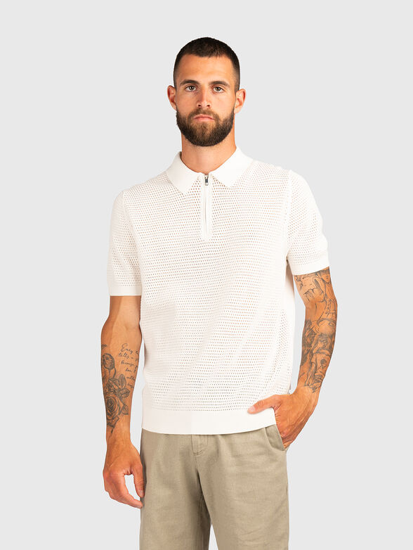 Cotton polo shirt with zip - 1