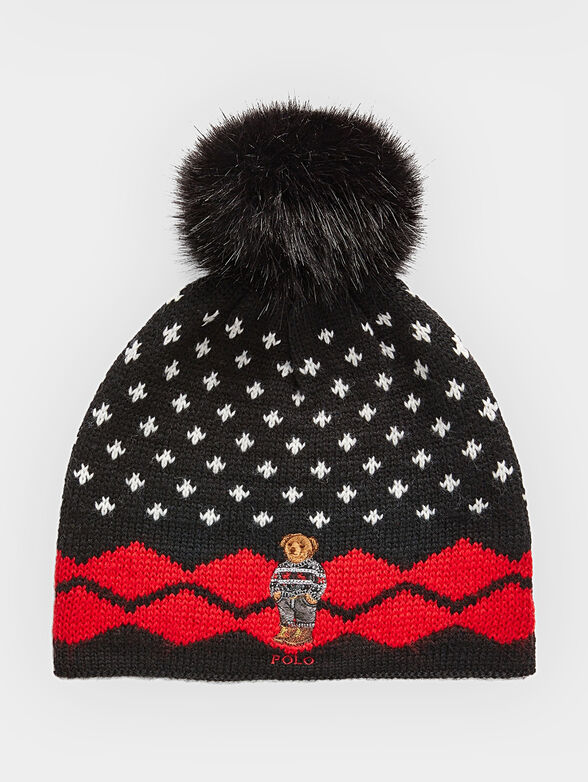Polo Bear knitted hat with pompom - 1