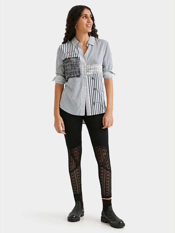 Leggings in black color with lace - 2