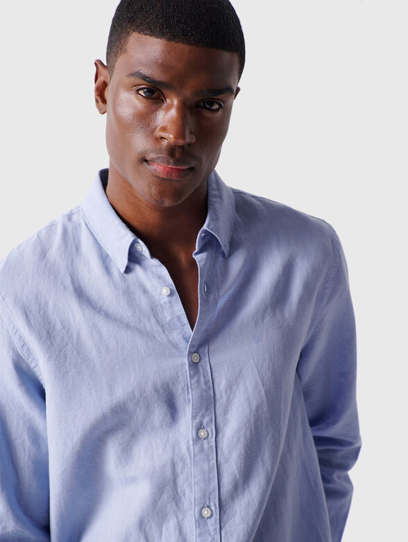 Light blue linen and cotton shirt - 6