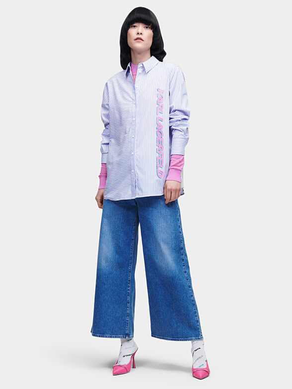 Striped shirt with maxi logo print - 1