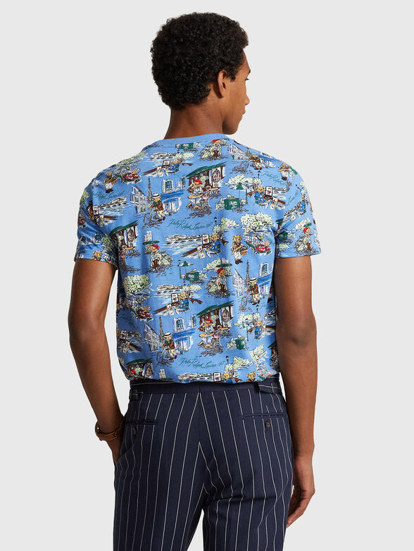 Blue T-shirt with multicolour print - 3