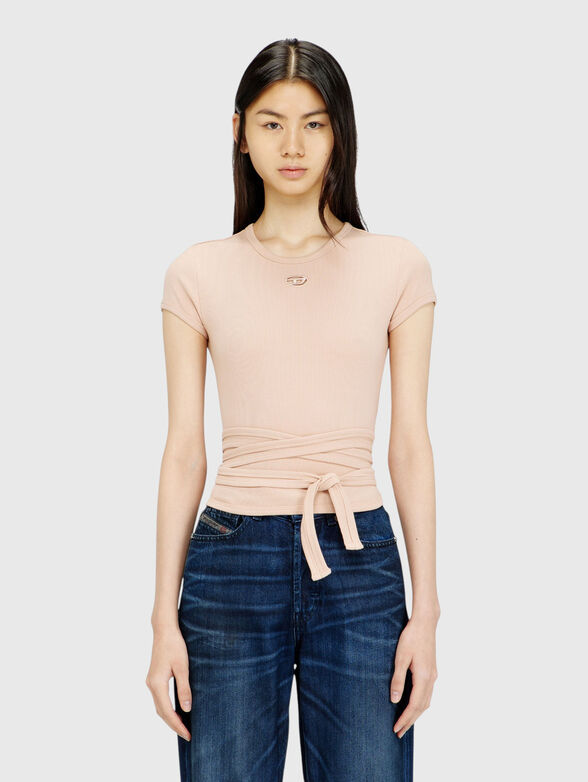 Ribbed T-shirt with wrap around laces - 1