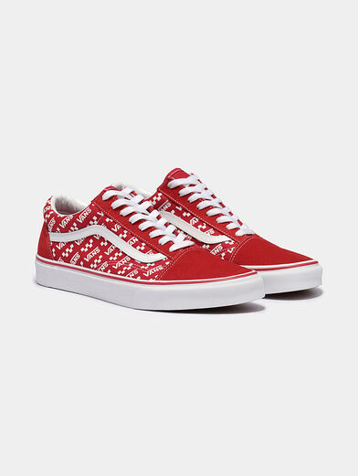 Red sneakers with logo prints - 2