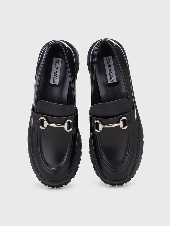 LANDO black leather loafers - 5