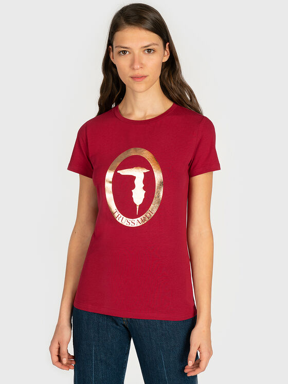 Тениска със златист лого принт - 1