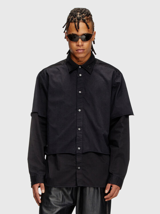 Риза S-GASTON-O с дълъг ръкав и лого детайл - 1