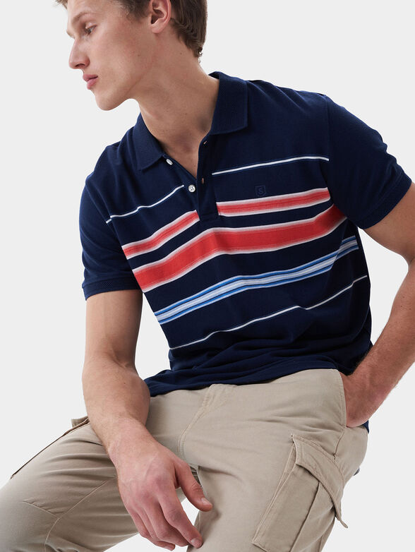 Cotton polo shirt with striped print - 5