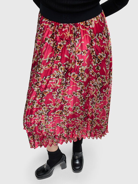 RUNISE asymmetric skirt with floral print - 2