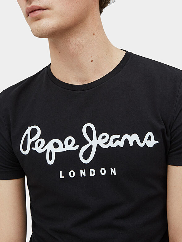 Black T-shirt with logo print - 3
