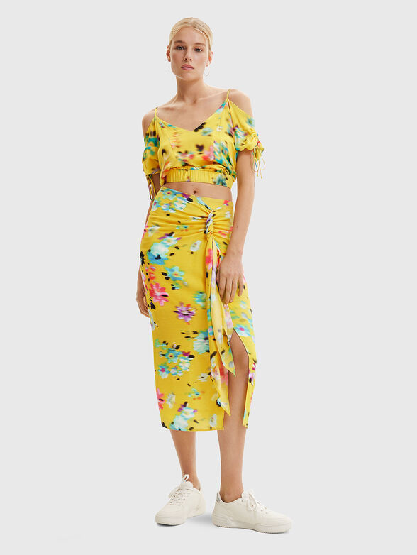 Midi skirt with floral print - 4