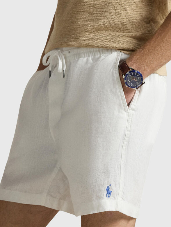 Linen shorts with embroidered logo - 3