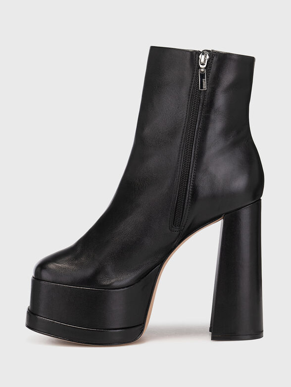 Black leather heeled ankle boots - 4