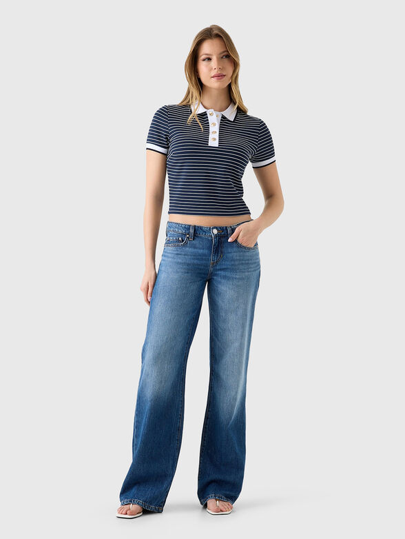 Striped polo-shirt with gold buttons - 2