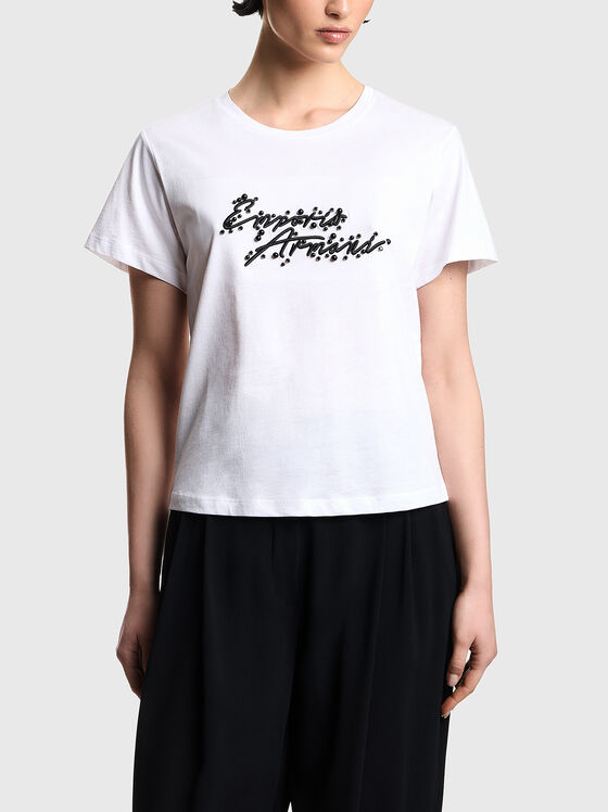 Black T-shirt with an embroidered logo - 1