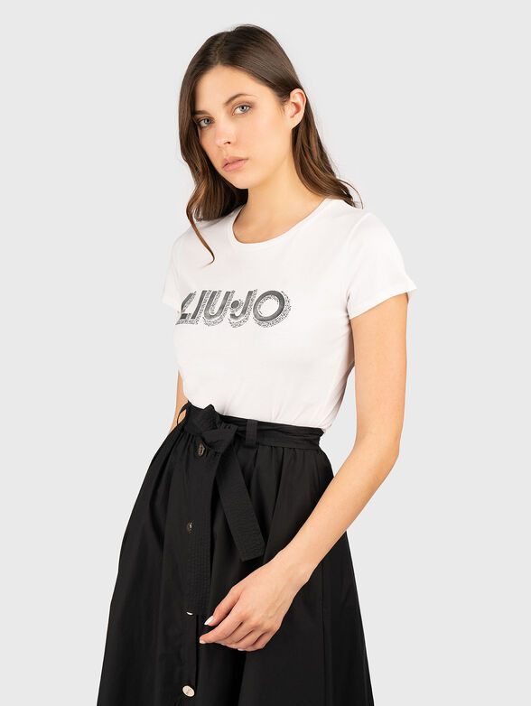 T-shirt with logo rhinestones - 1