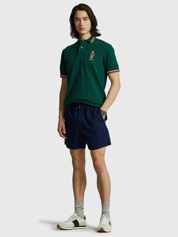 Blue linen blend shorts - 4