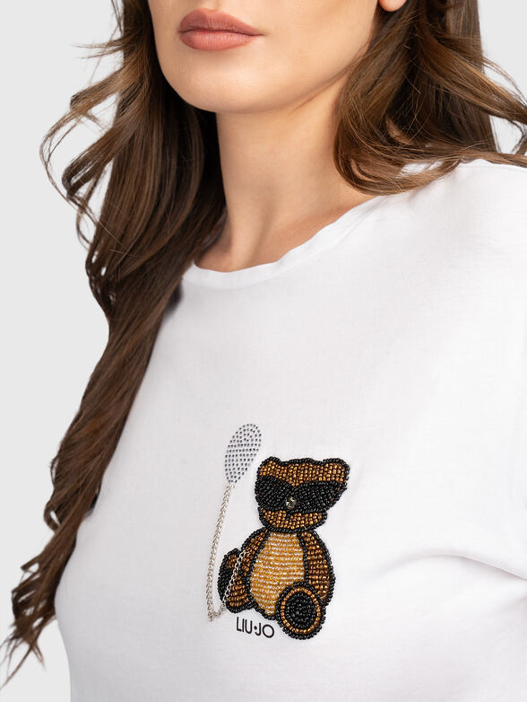 Cotton T-shirt with rhinestones - 4